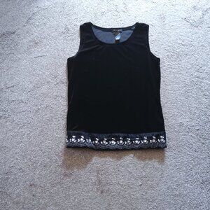 NOTATIONS BLACK VELVET SLEEVELESS TOP